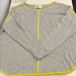 Gray Long Sleeve Top with Yellow Trim - Andrea Jovine - NWT